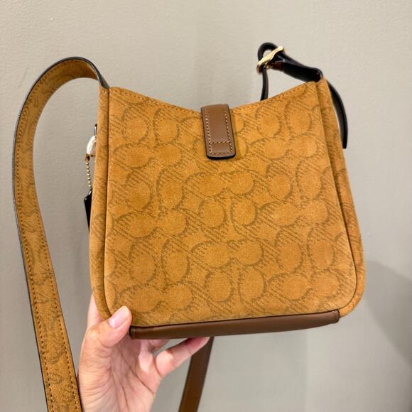Coach Hadley Mini Crossbody Bag In Signature Suede CCE16, suede/Im/Caramel NWT - Picture 7 of 15